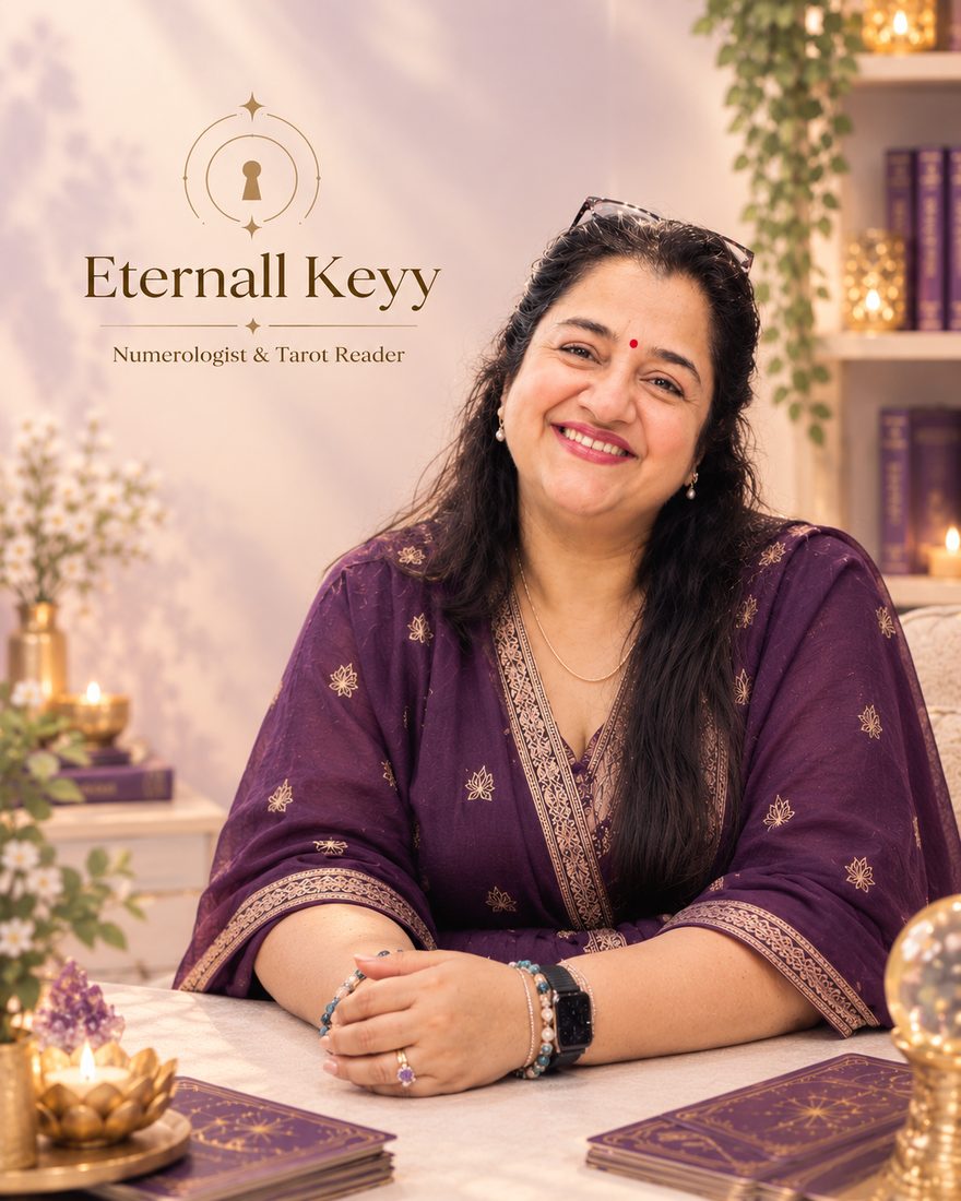 Portrait of Sheetal Sehgal, Numerologist and Tarot Reader, in a purple kurta